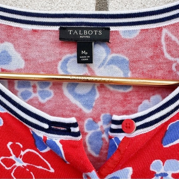 Talbots Butterfly Charming Cardigan Red White Blue - Picture 4 of 8